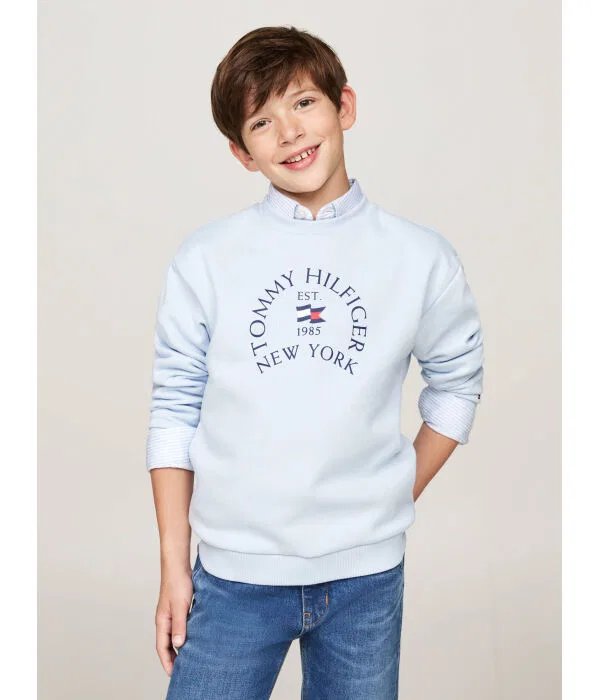 Детский пуловер хлопковый Regular Fit Tommy Hilfiger, Azzurro