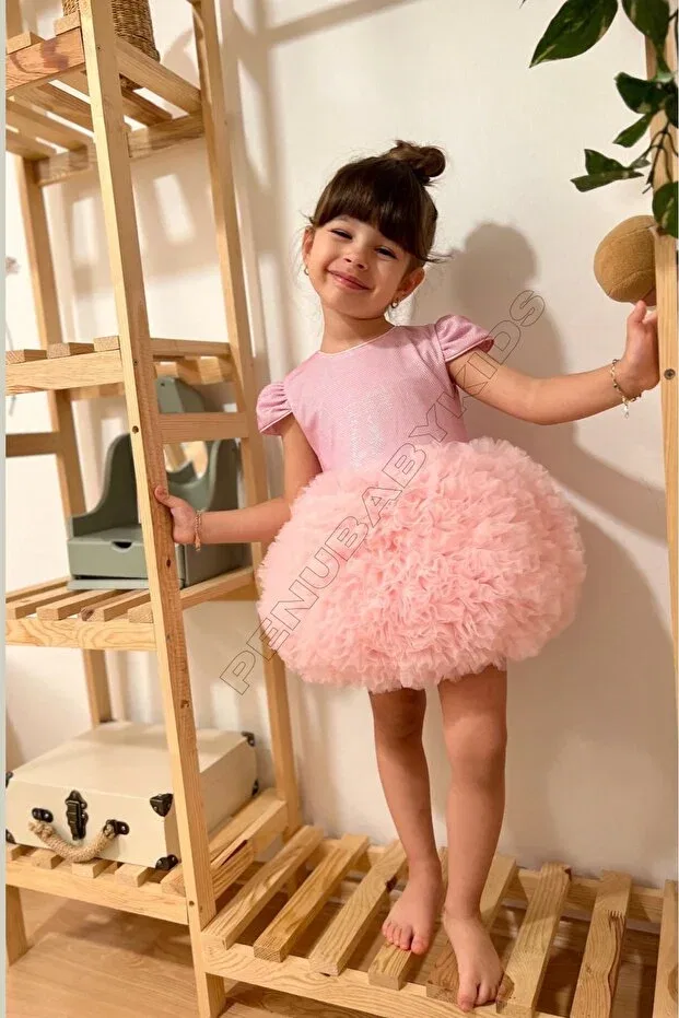 Детское платье для девочек с коротким рукавом Penu Baby Kids, Pink — фото 4