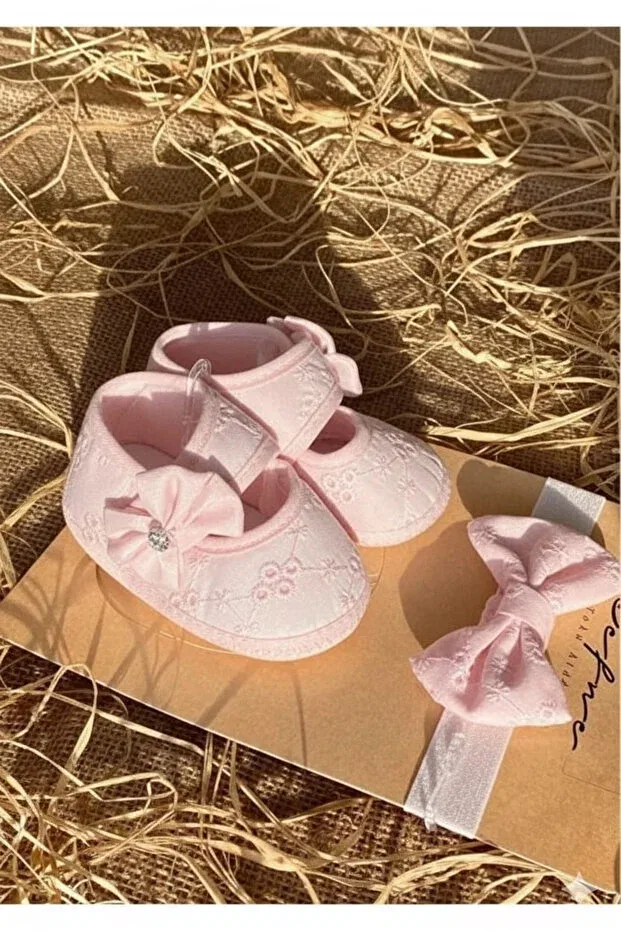 Детские пинетки для девочек с бантиком Vavbaby, Pink — фото 3