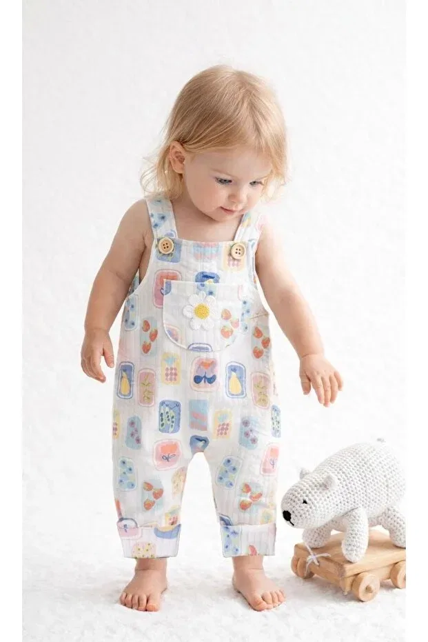 Детский комбинезон для девочек хлопковый Mandalinsbaby, White