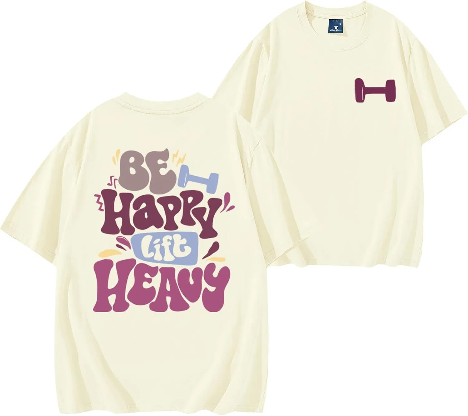 Мужская футболка с рисунком Be Happys Lift Heavys, Creamy Yellow