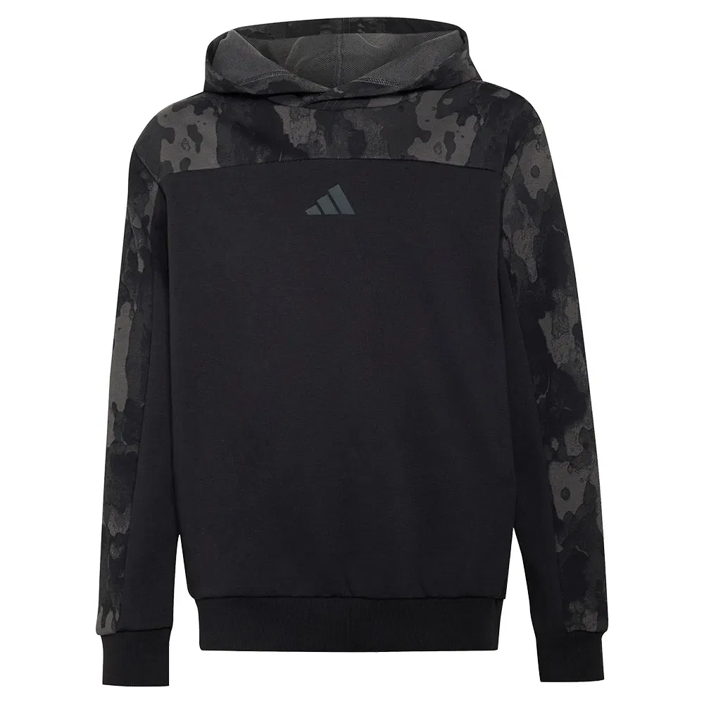 Детское худи для девочек с принтом камуфляж Seasonal Essentials Camo French Terry Adidas, Black