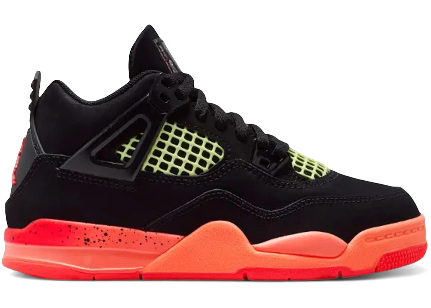 Детские кроссовки Lifestyle с длинным рукавом Jordan 4 Retro Jordan, Black/Infrared 23/Bright Mango/Barely Volt/White