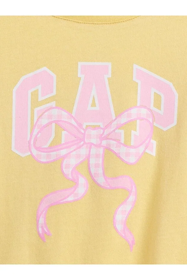 Детская футболка для девочек с принтом Yellow Baby Logo T-Shirt Gap, Yellow-004 — фото 2