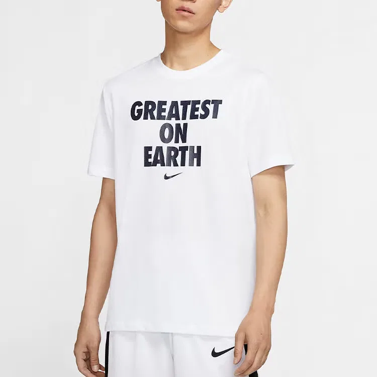 Футболка спортивная баскетбольная с коротким рукавом Dri-FIT Greatest On Earth Nike, белый — фото 3