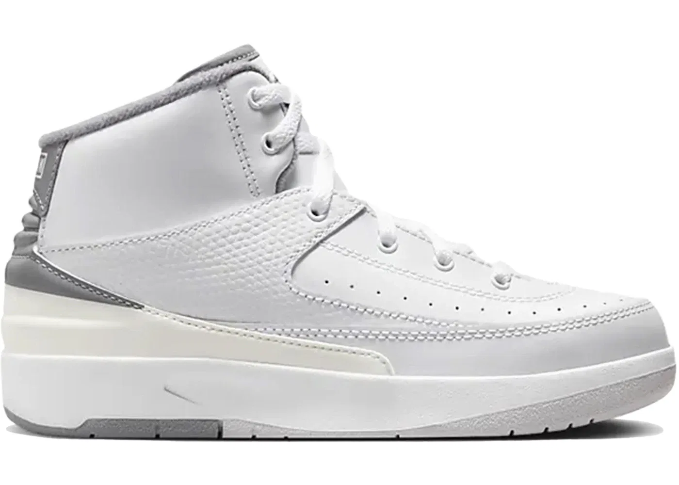 Детские кроссовки с повседневным стилем Jordan 2 Retro Jordan, White/Cement Grey/Sail/Black