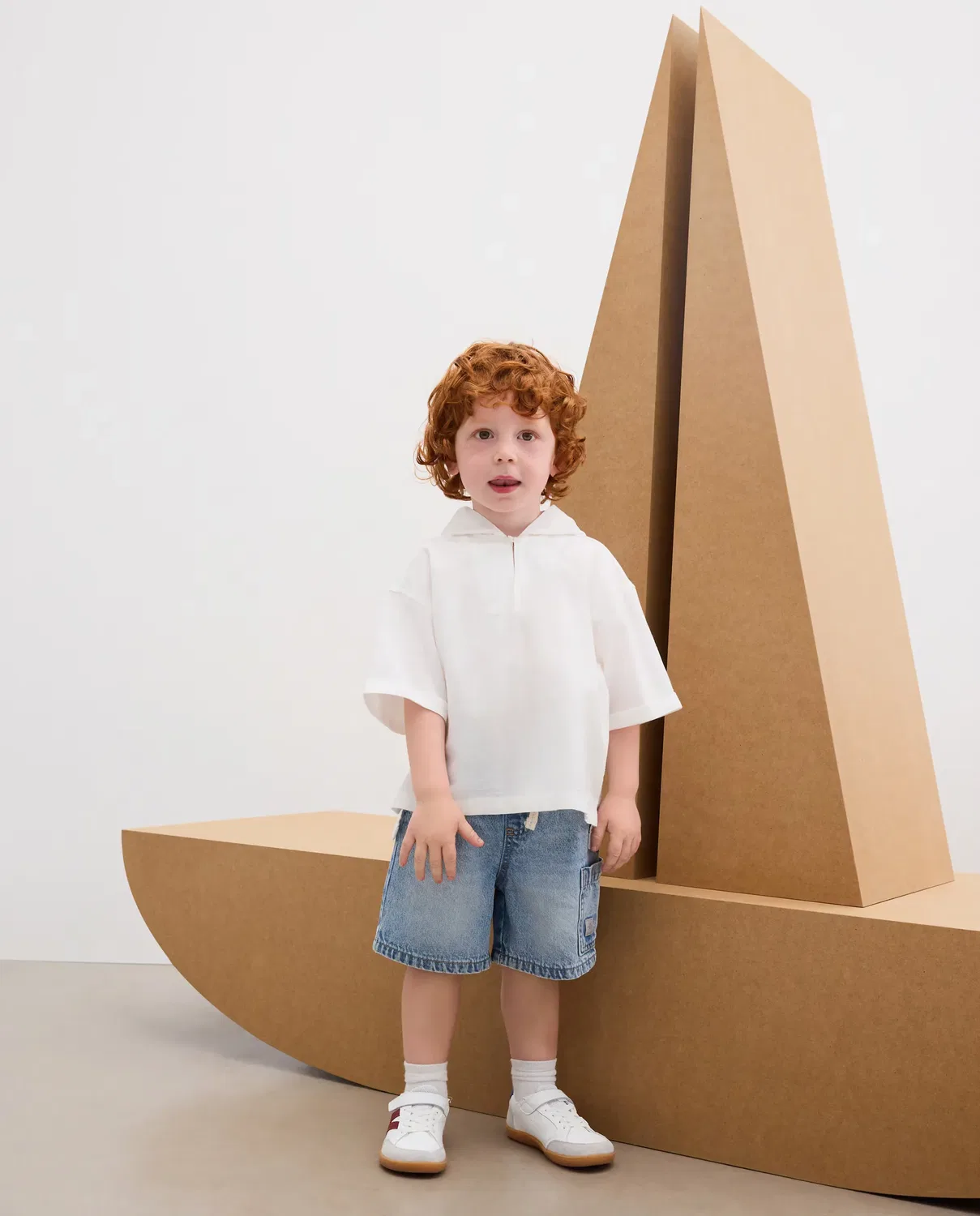 Детская рубашка для мальчиков с капюшоном Kids El Corte Inglés, Blanco Roto — фото 2