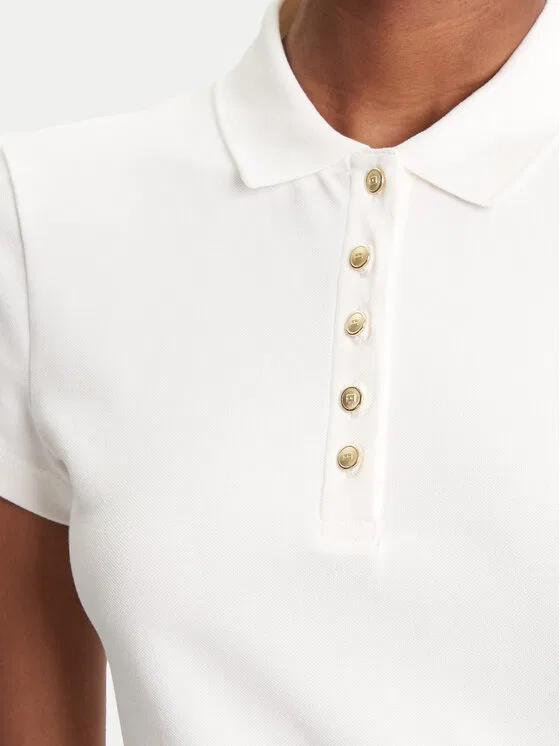 Поло slim fit Gold Button Tommy Hilfiger, кремовый — фото 4
