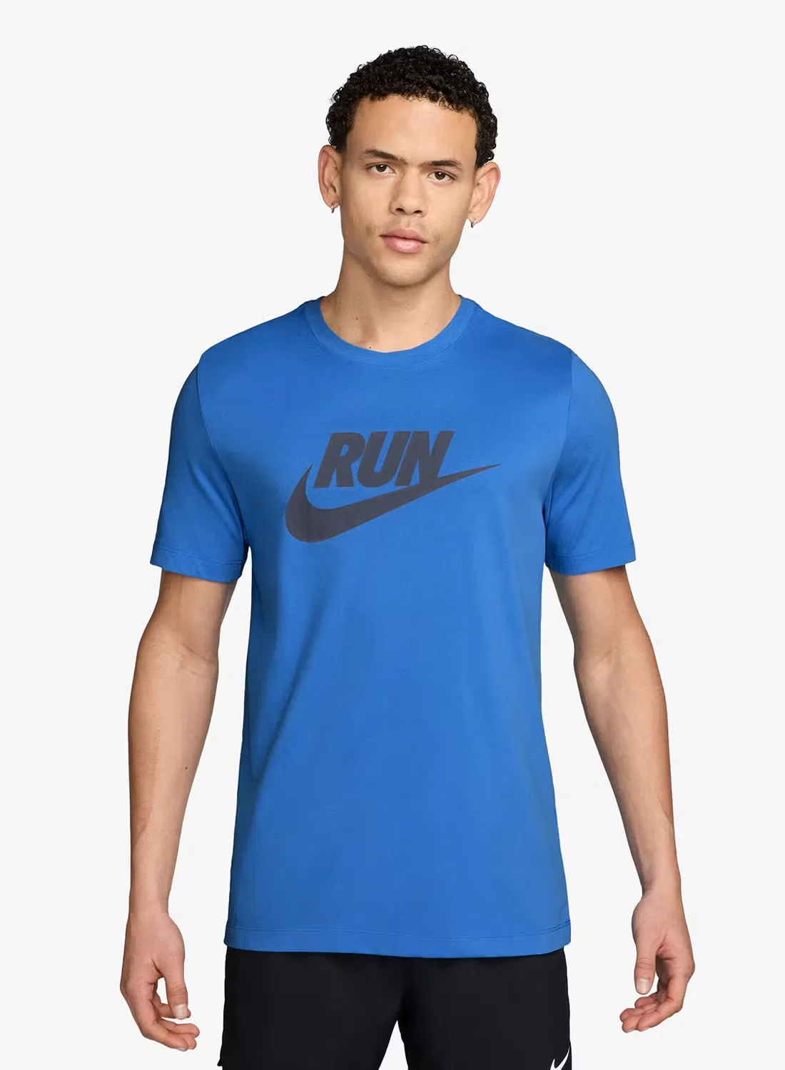 Футболка с принтом Dri-Fit run swoosh Nike, синяя — фото 3