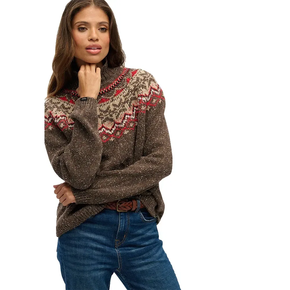 Свитер с высоким воротником Fairisle Superdry, коричневый — фото 3