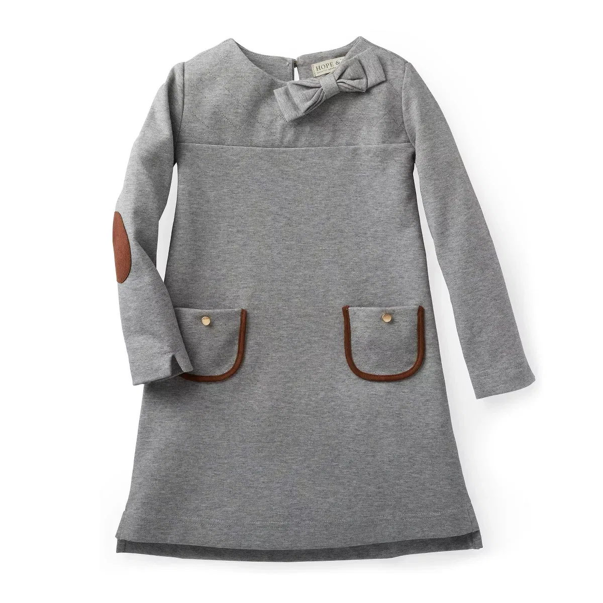 Детское платье для девочек стеганое понте с длинным рукавом Hope & Henry, Gray Heather