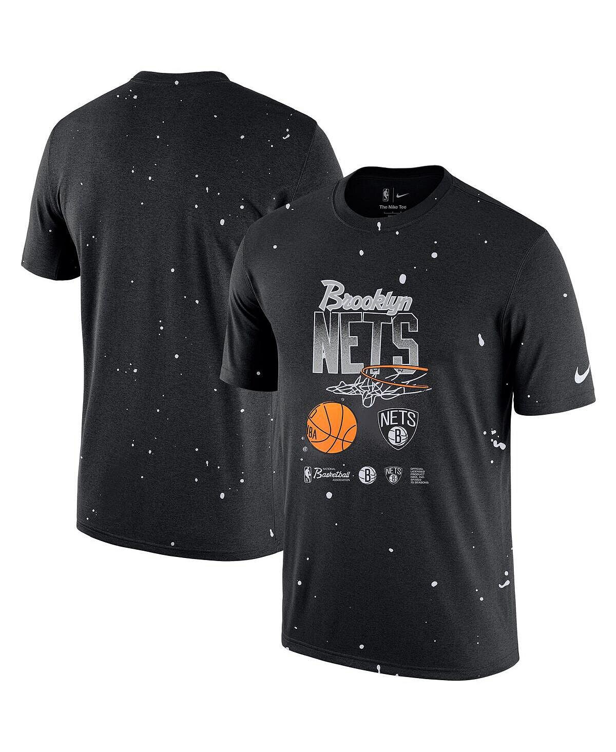 

Мужская черная футболка brooklyn nets courtside splatter Nike, черный