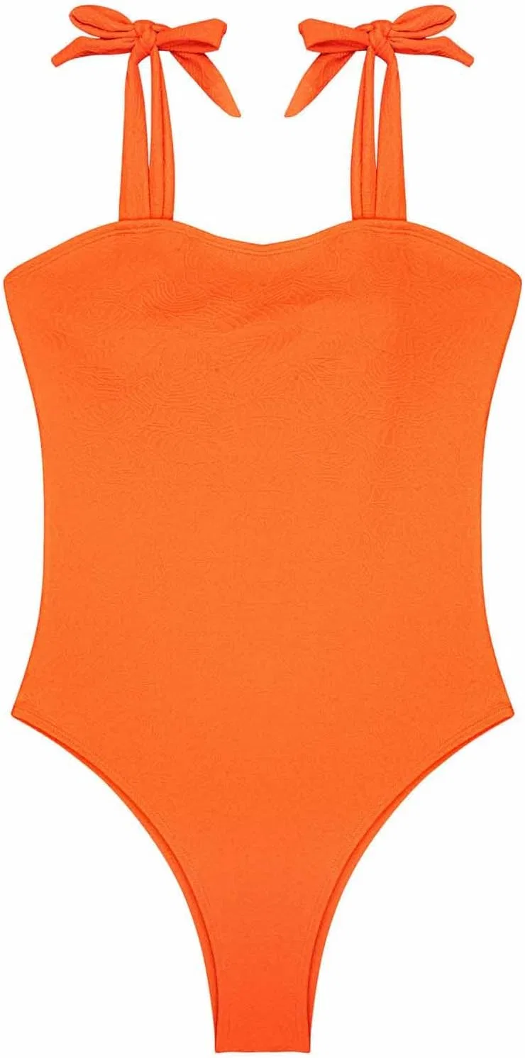 Женский цельный купальник с утяжкой живота, Orange — фото 4