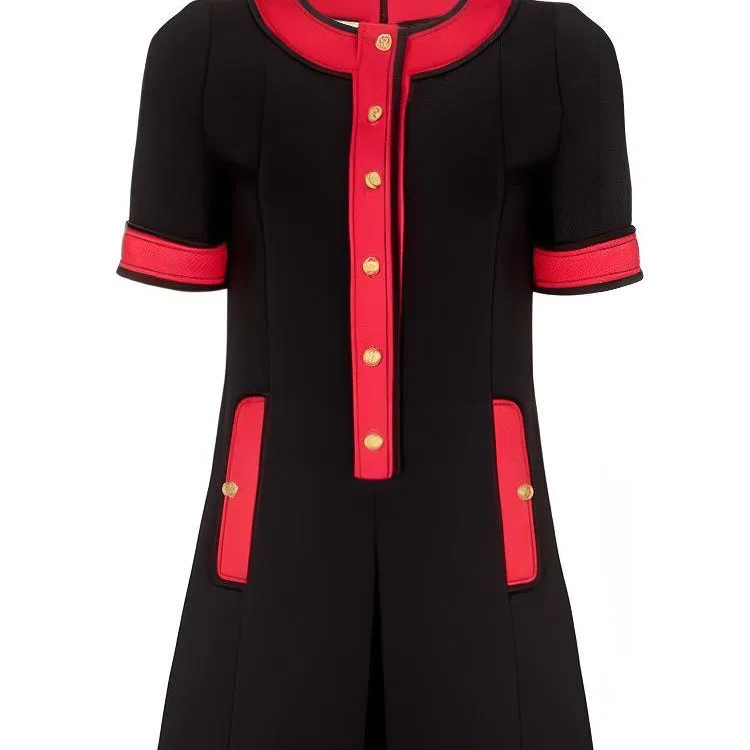 Платье GUCCI женское с круглым вырезом, миди длина, Black Red — фото 4