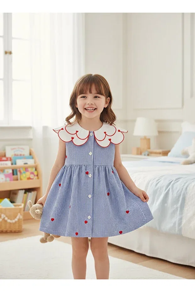 Детское платье для девочек хлопковое Pufiko Kids, Blue