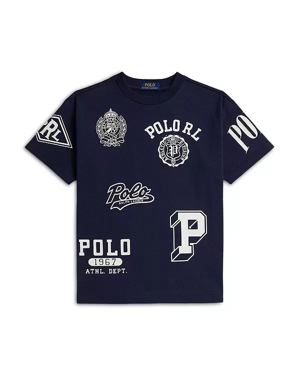 Детская футболка для мальчиков с принтом Ralph Lauren, темно-синий — фото 2