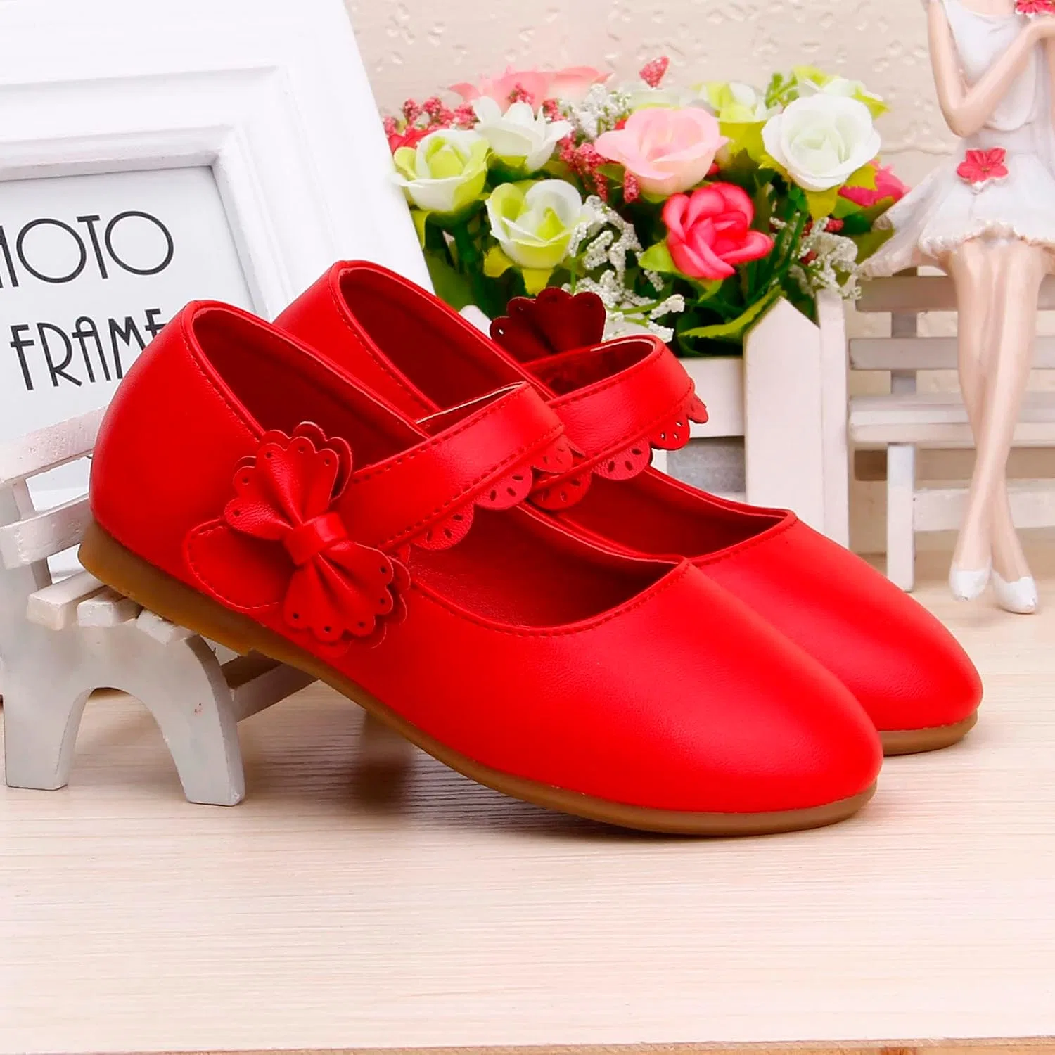 Детские туфли Мэри Джейн для девочек из кожи, Red — фото 4