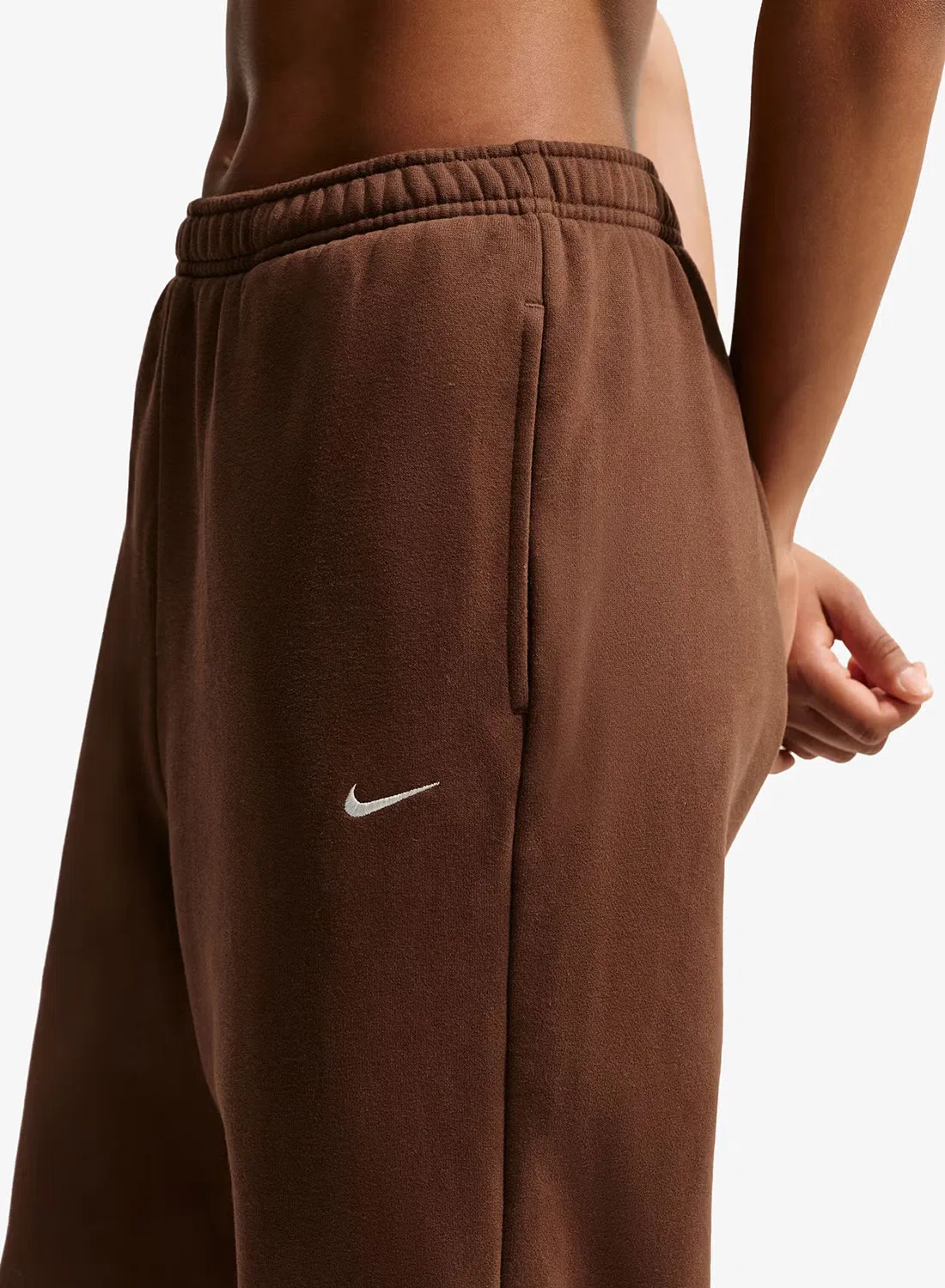 Брюки из футера с открытым низом Nike, какао — фото 4