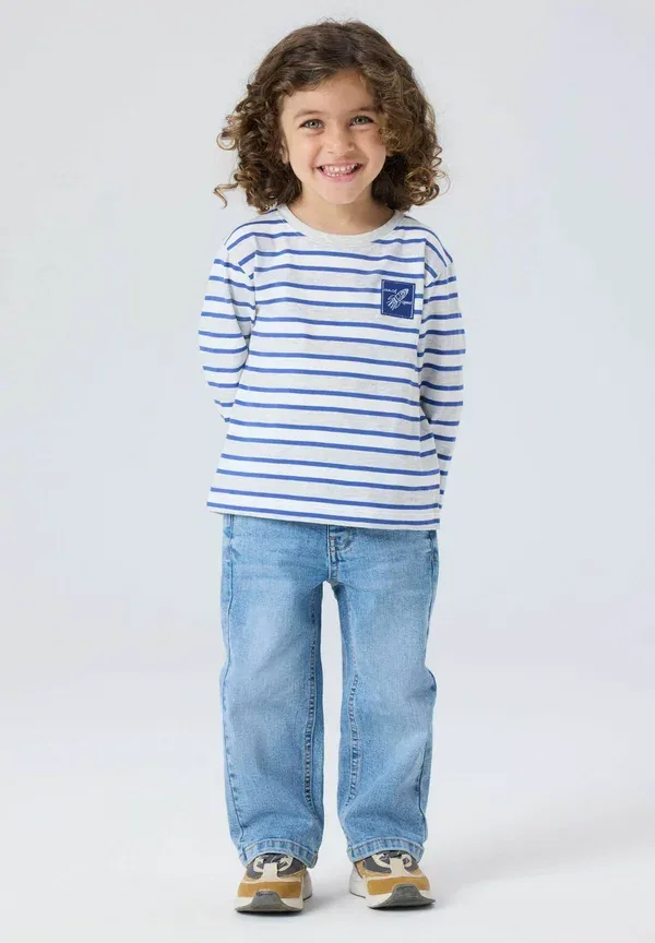 Футболка с длинным рукавом из хлопка Space Name It Light Grey Melange, светло-серый