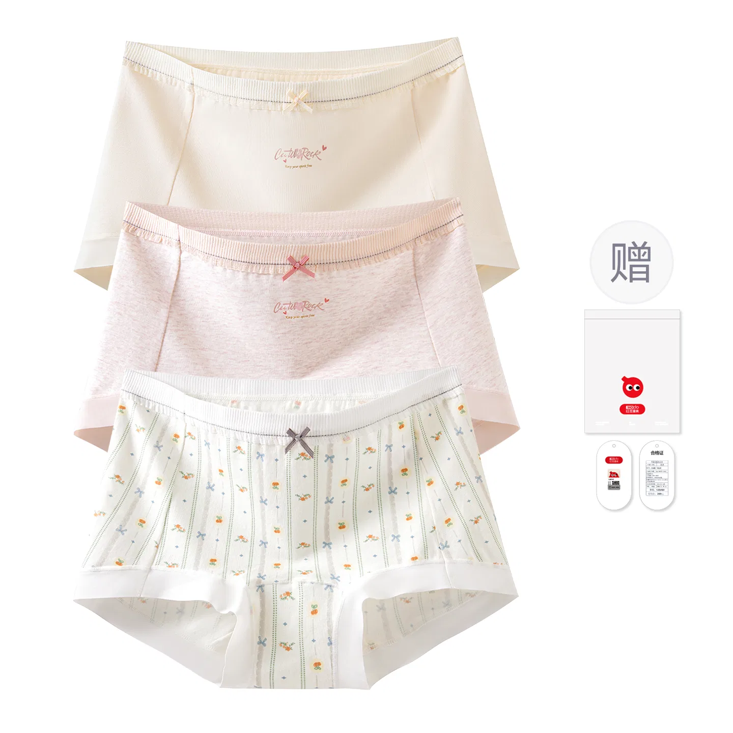Детские трусы для девочек хлопковые с принтом Boxer Briefs Red Bean, Light Gray Heather + Light Gray Heather + Soft Pink + Light Apricot — фото 4