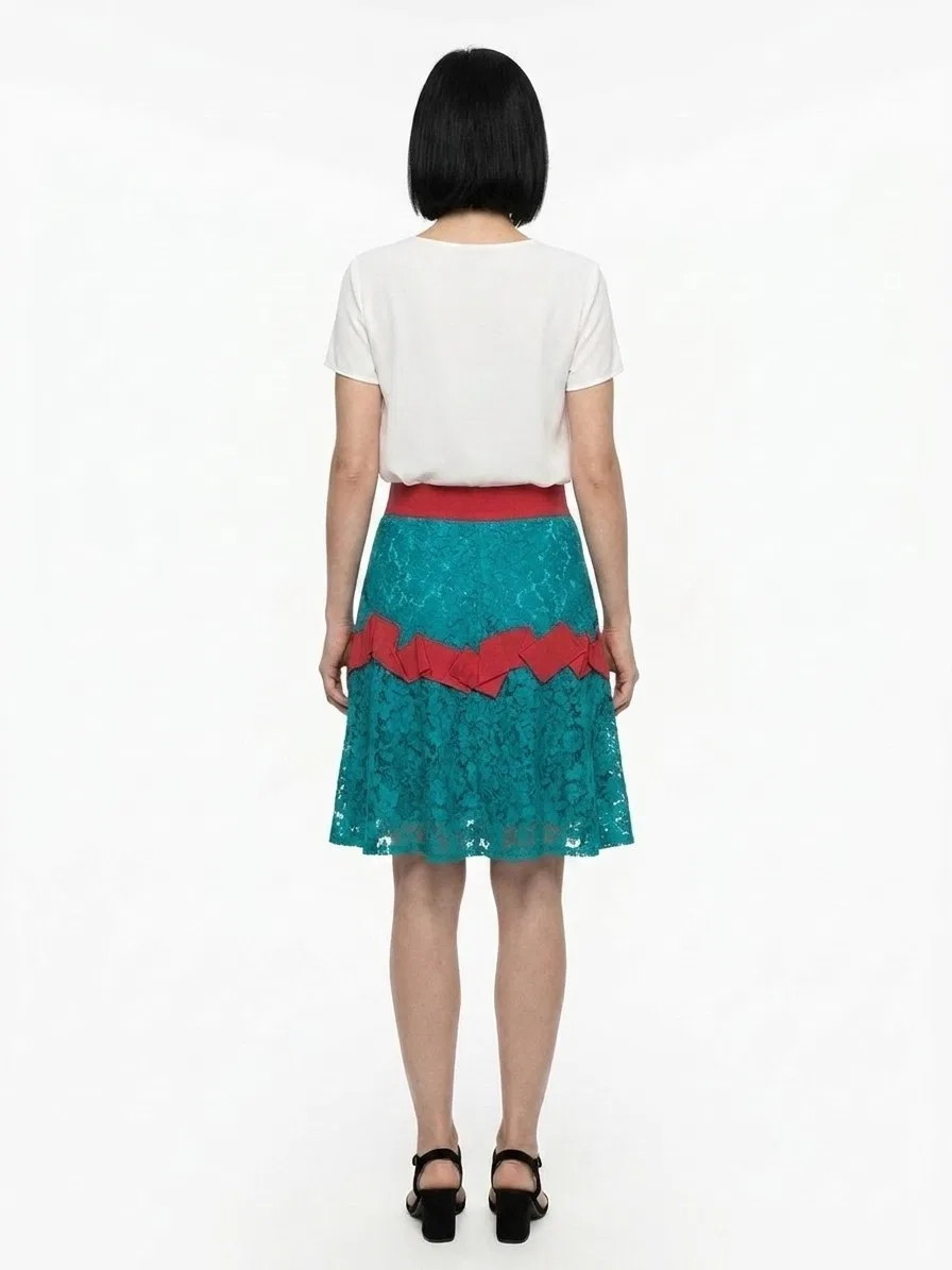 Женская юбка-миди с двуцветным дизайном Bicolor Elastane Midi Skirt Dolce & Gabbana, Bicolor — фото 2