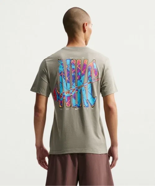 Мужская футболка с коротким рукавом и принтом на спине NIKE STD TRAIN THERMAL S/S T-Shirt, Brown — фото 2