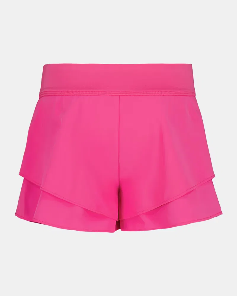 Детские шорты для девочек с влагоотводящей тканью UA Flare Tiered UnderArmour, Pink Rave/White — фото 3