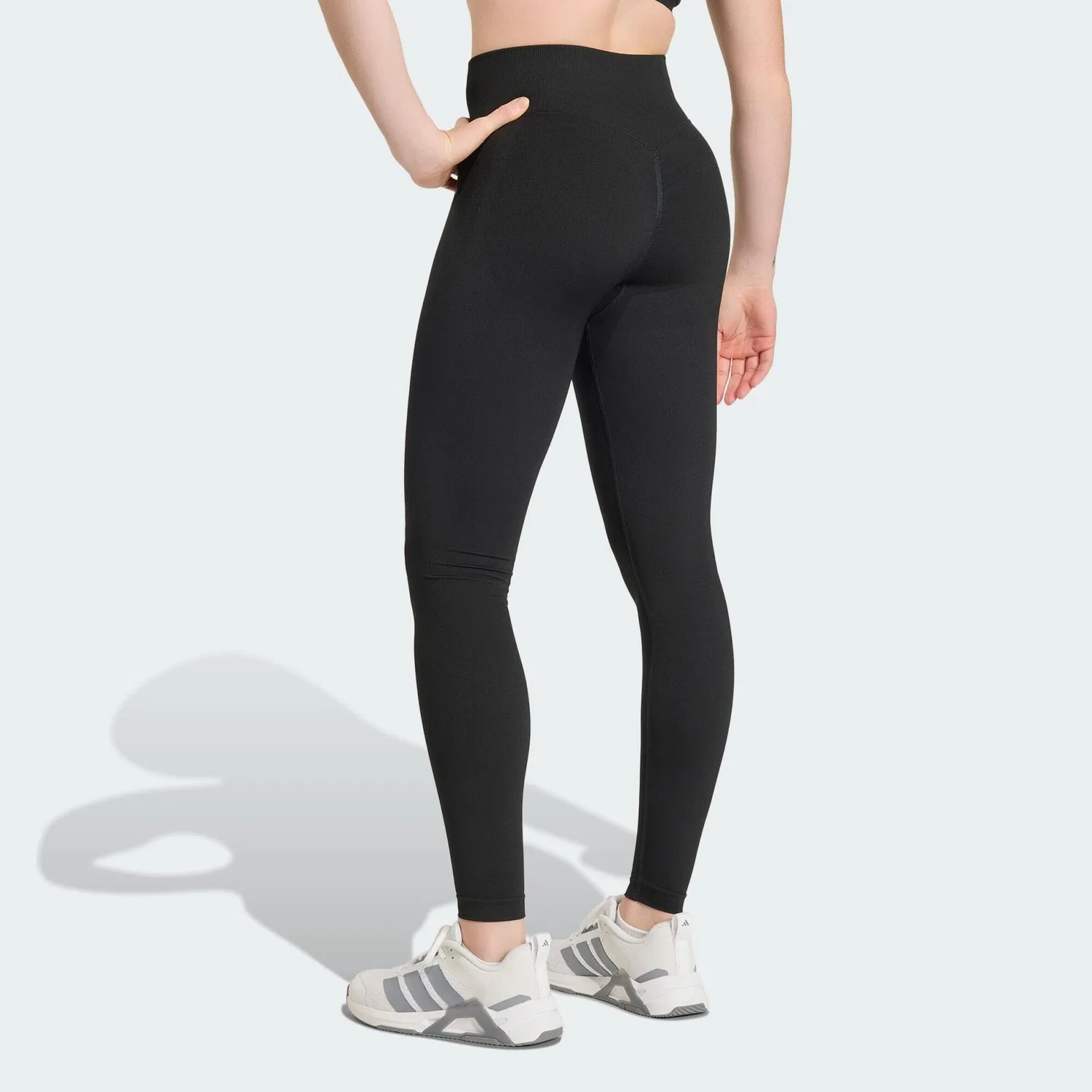 Женские леггинсы с высоким поясом Workout Essentials Knit Scrunch 7/8 Leggings, Adidas, Schwarz — фото 3