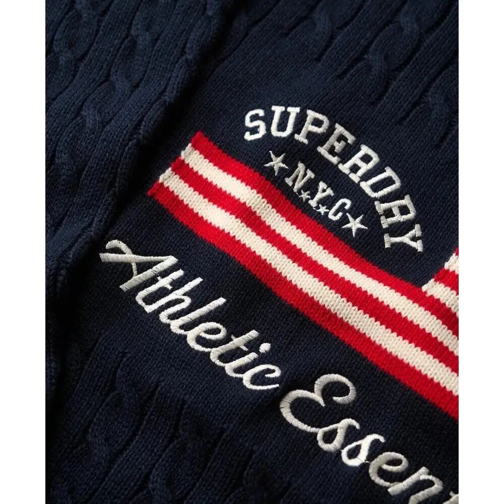 Женский свитер из структурного трикотажа Superdry Flag, Цвет BLAU — фото 2