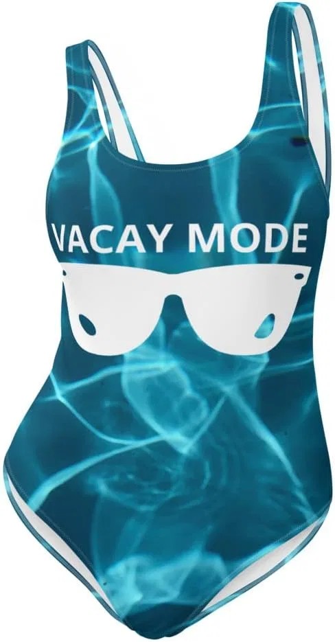 Женский цельнокроеный купальник с графическим принтом Vacay Mode, White
