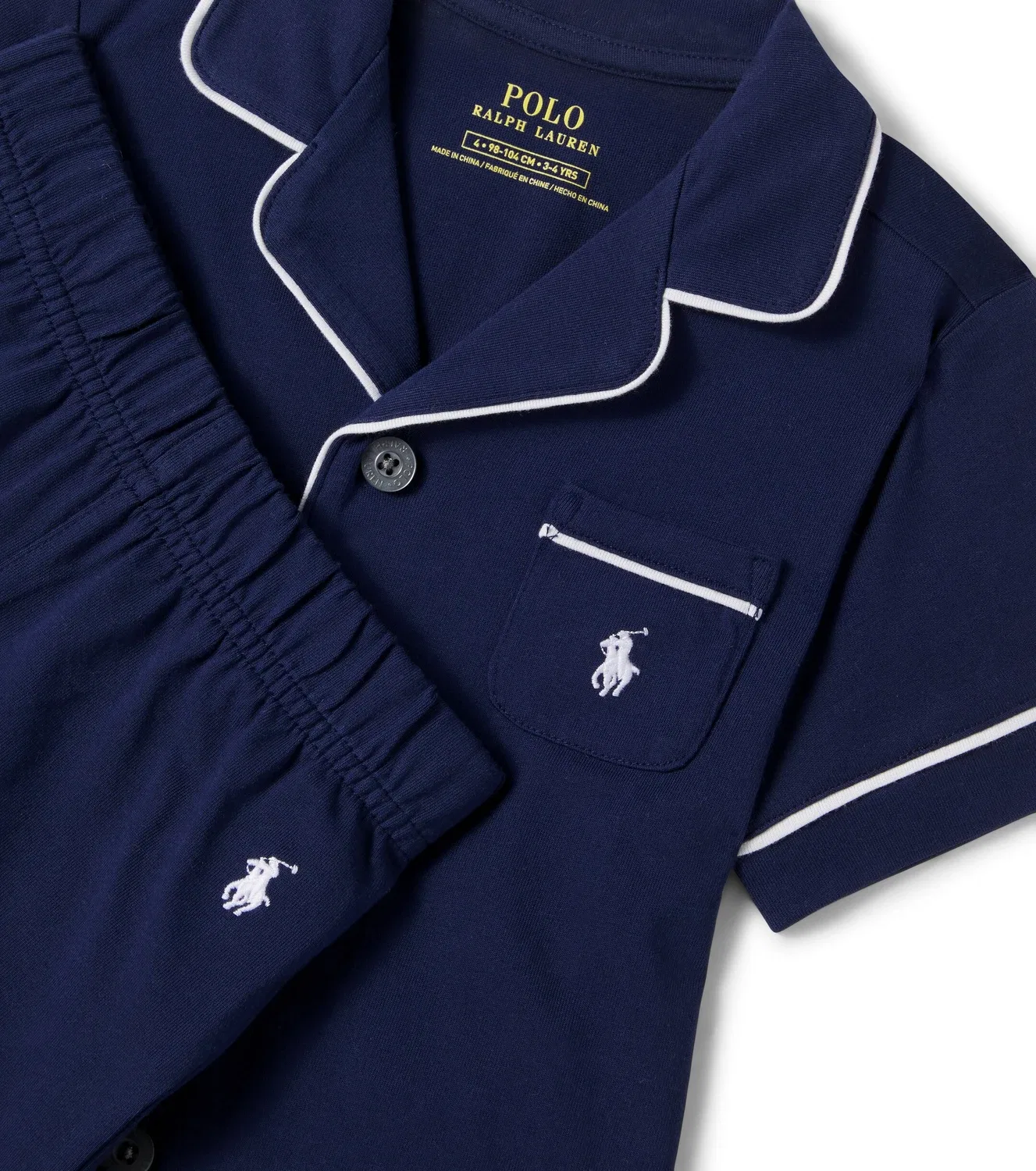 Комплект пижамы из хлопкового джерси Polo Ralph Lauren Kids, синий — фото 3