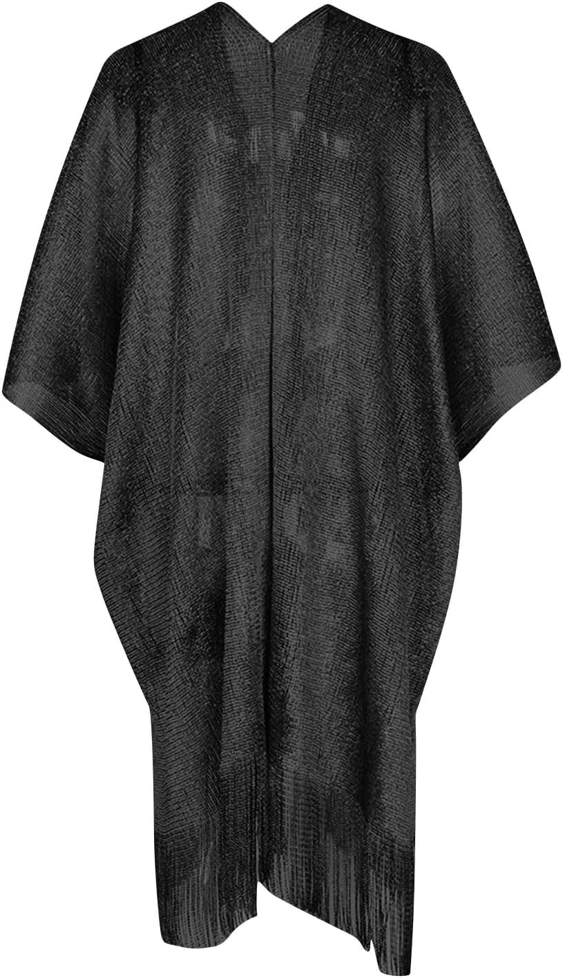 Женский пляжный платок с кружевной отделкой Generic, Black — фото 4