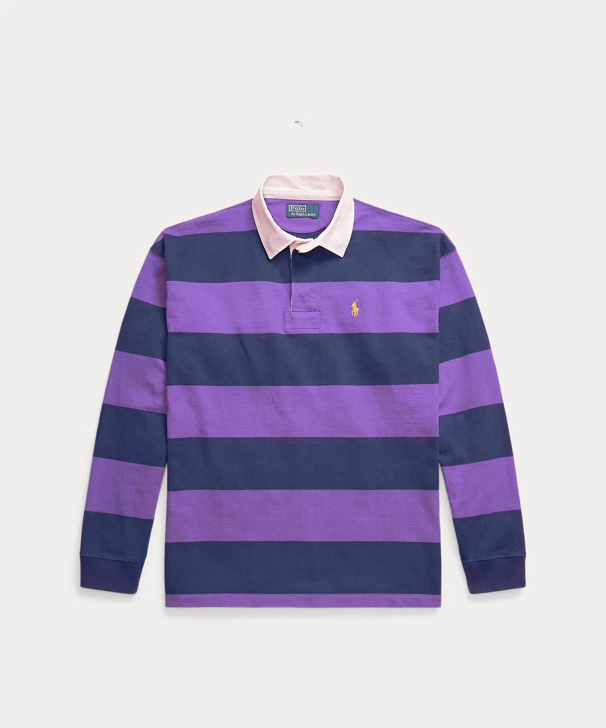 Мужская футболка-регби с полосатым принтом, модель Big Fit Striped Jersey Rugby Shirt POLO RALPH LAUREN, Purple — фото 2