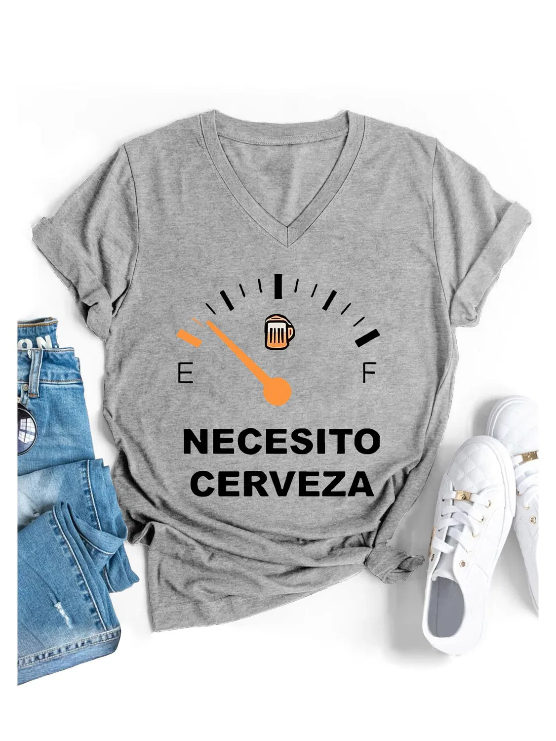 Мужская футболка с принтом Necesito Cerveza Shirt, Grigio