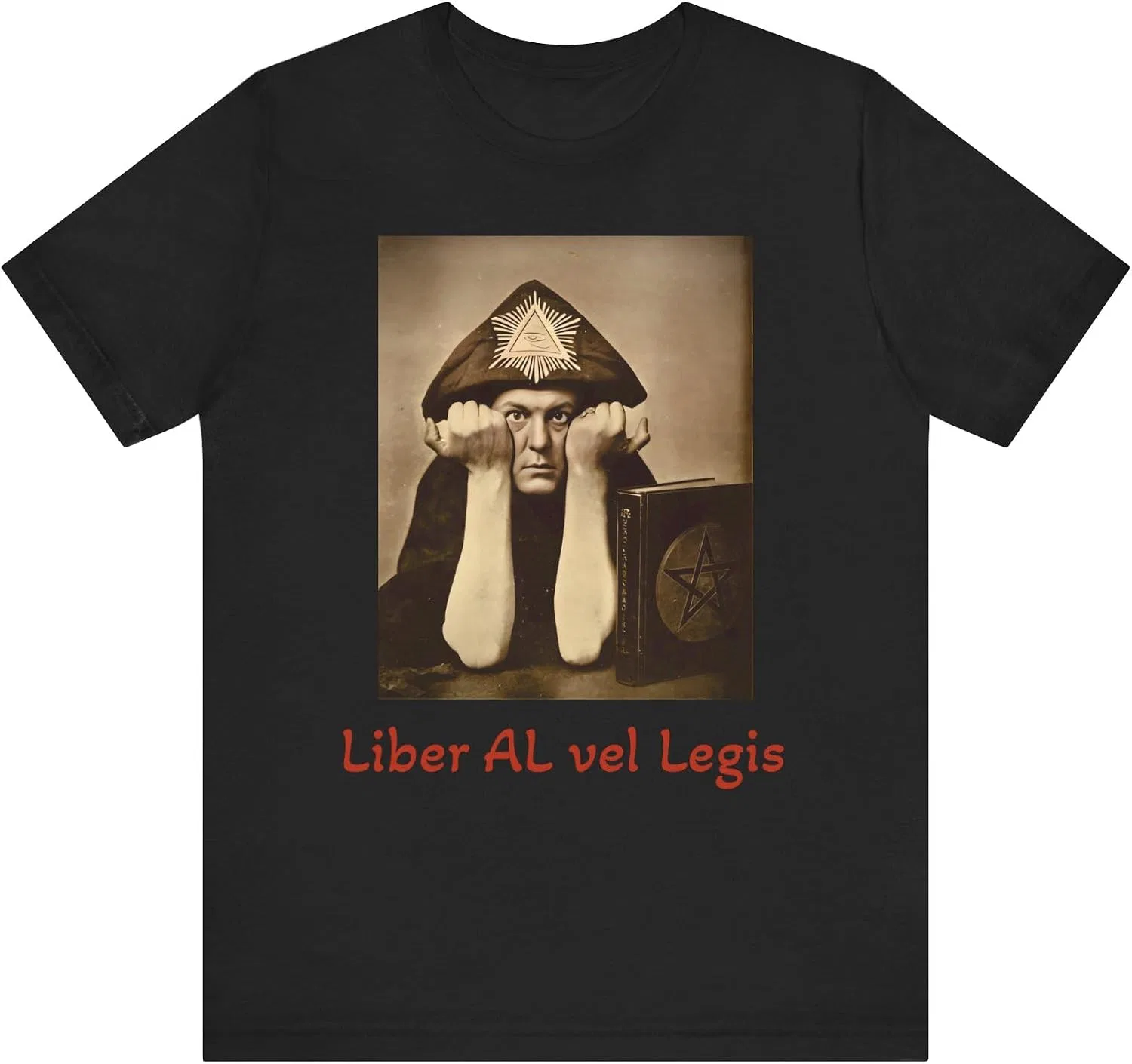 Футболка с принтом Liber AL vel Legis Aleister Crowley, Black