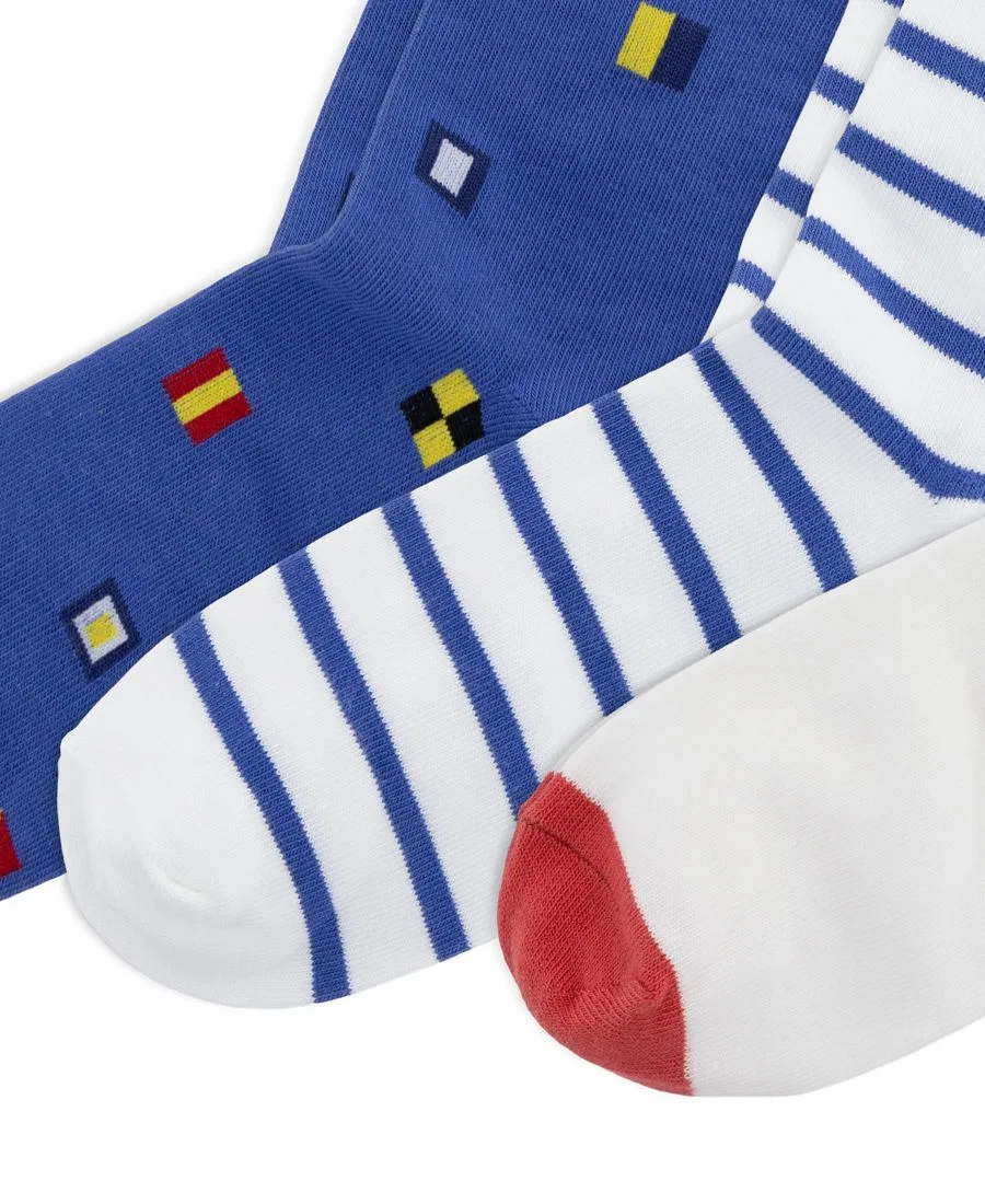 Комплект носков с принтом Sailing Bear Polo Ralph Lauren, White Navy — фото 3