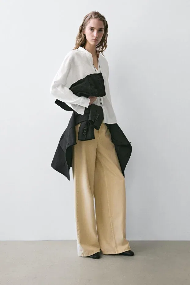 Женская рубашка льняная Massimo Dutti, White