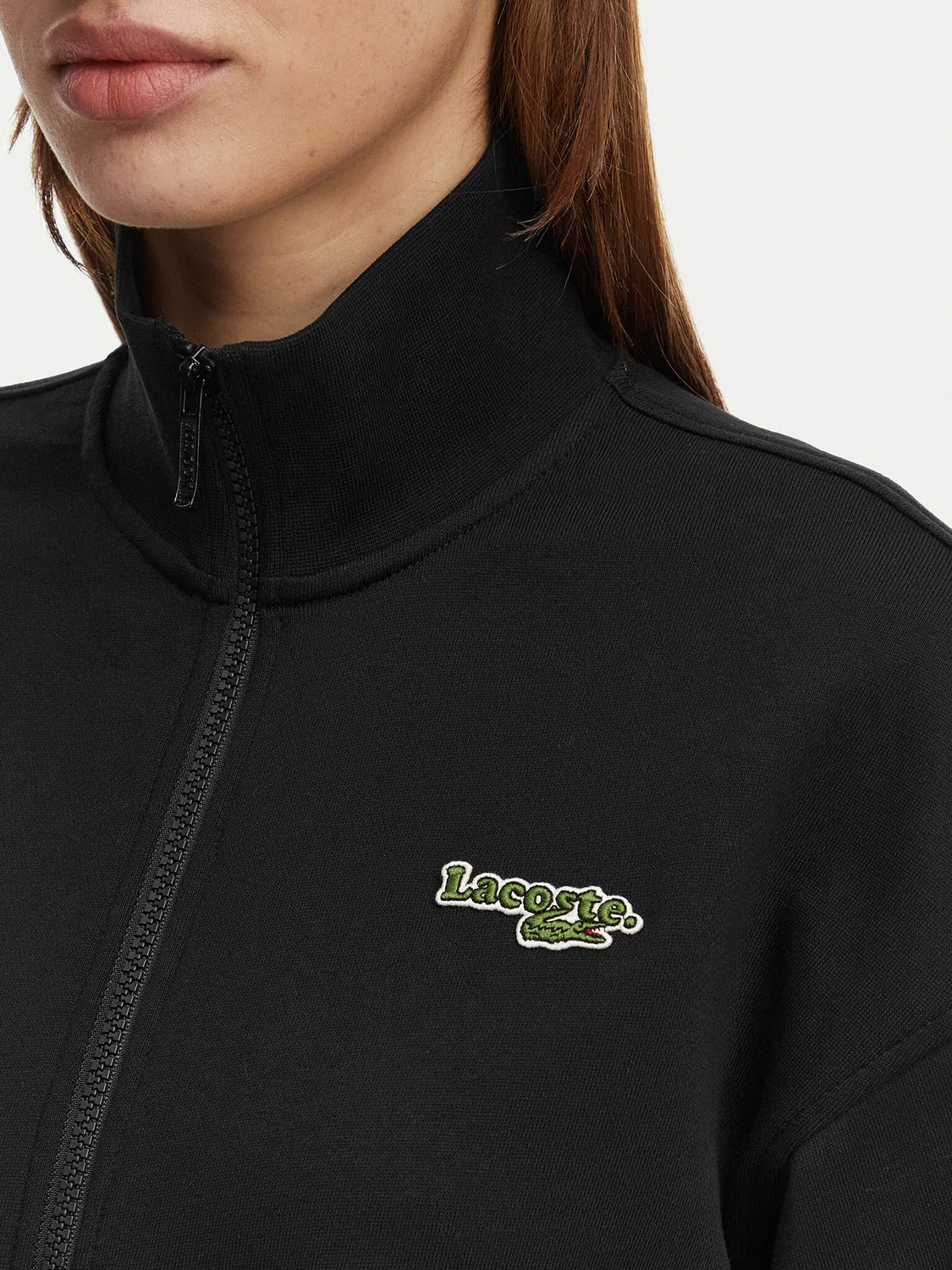 Женский свитшот свободного кроя Lacoste, черный — фото 4