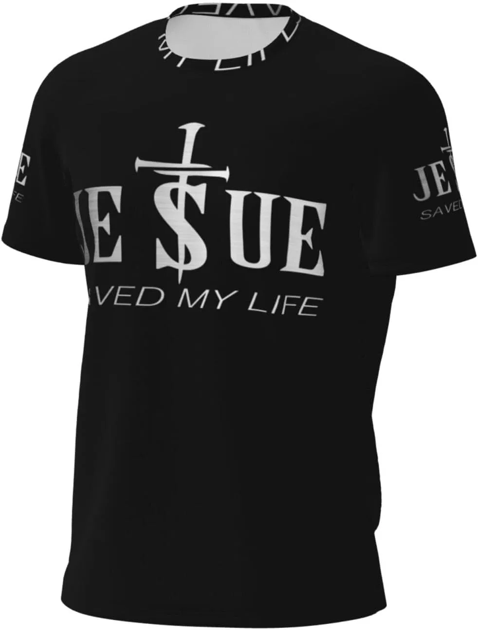 Мужская быстросохнущая футболка Mesh, Religious Christian Faith Jesus Saved My Life Silver