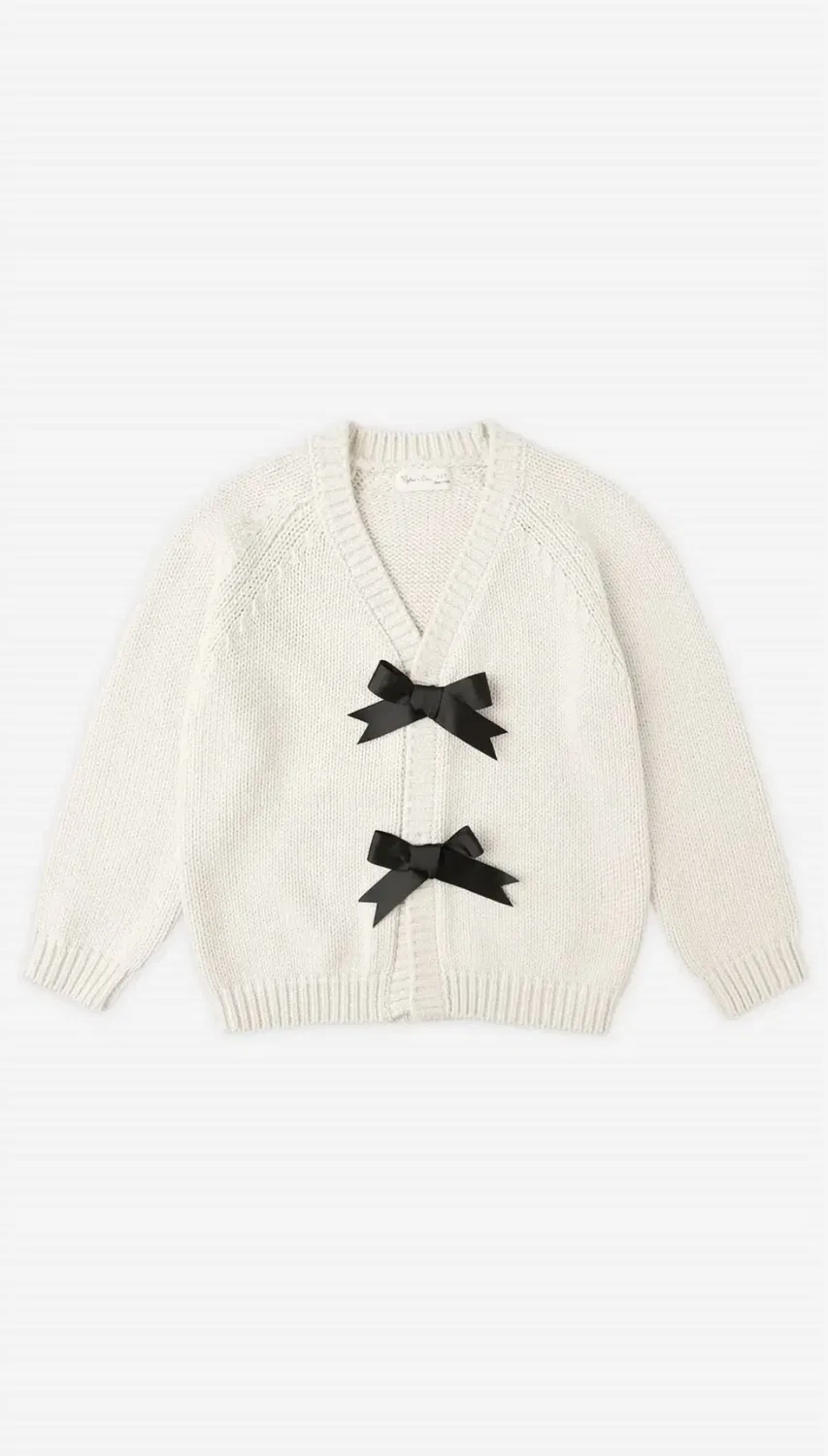 Детский кардиган для девочек с бантами Bow Cardigan Rylee + Cru, Natural — фото 4