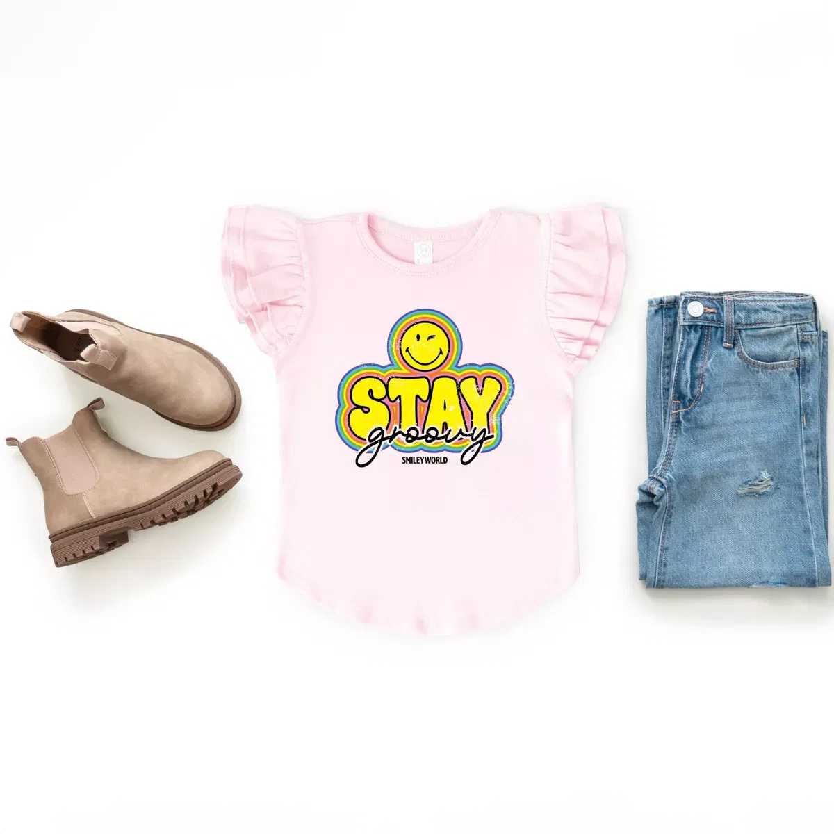 Детское платье-футболка для девочек с принтом SmileyWorld Stay Groovy The Juniper Shop, Ballerina — фото 2