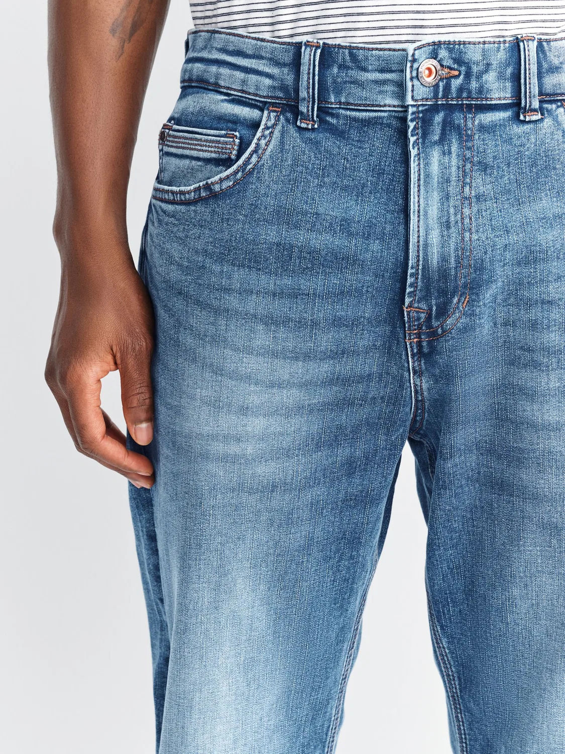 Джинсы Mid Blue Authentic Stretch Denim Next, средний синий — фото 4