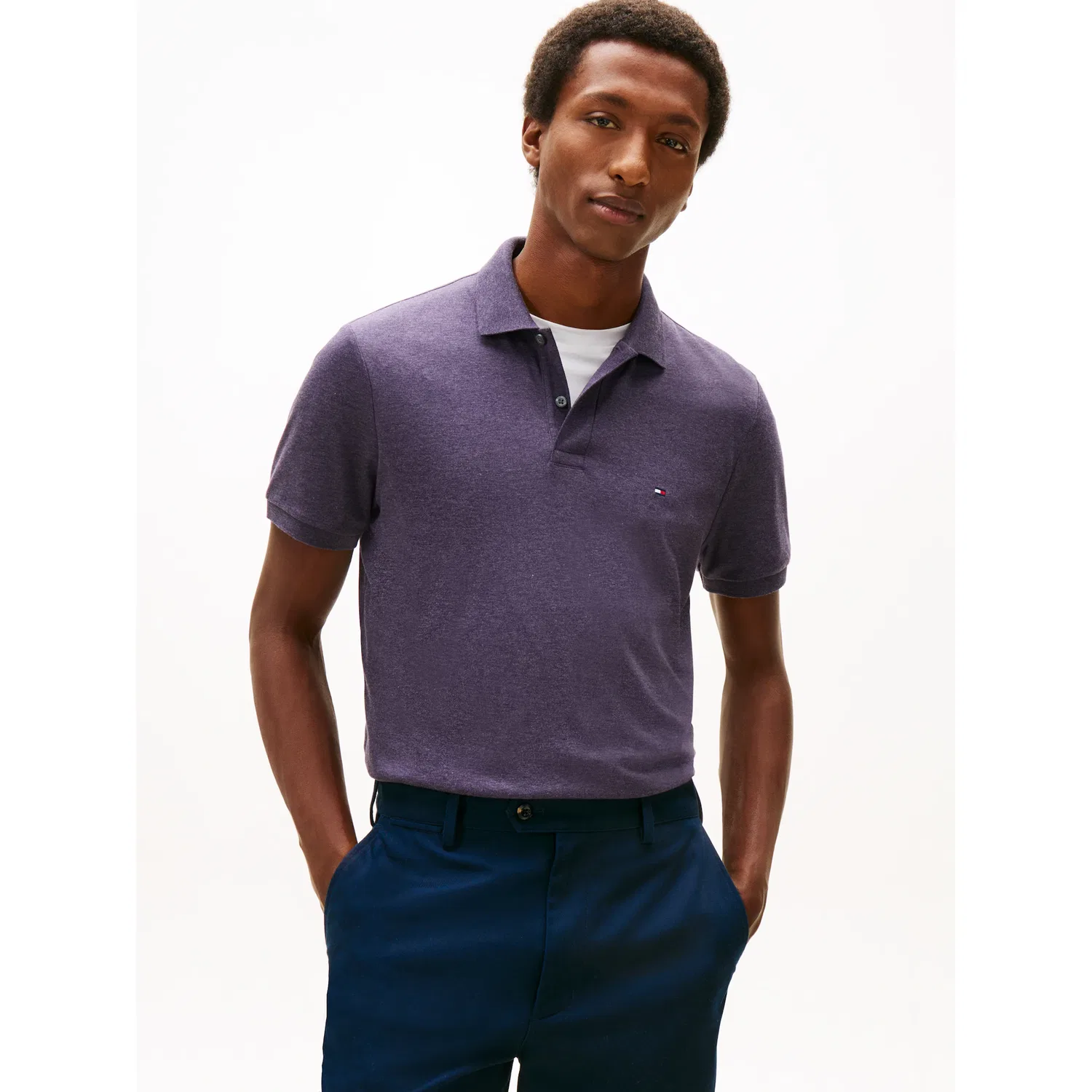 Мужское поло из жидкого хлопка Tommy Hilfiger, Mulberry Haze Heather