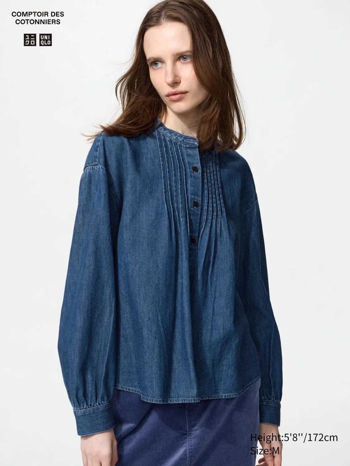 Блузка Uniqlo, джинсовая, синий
