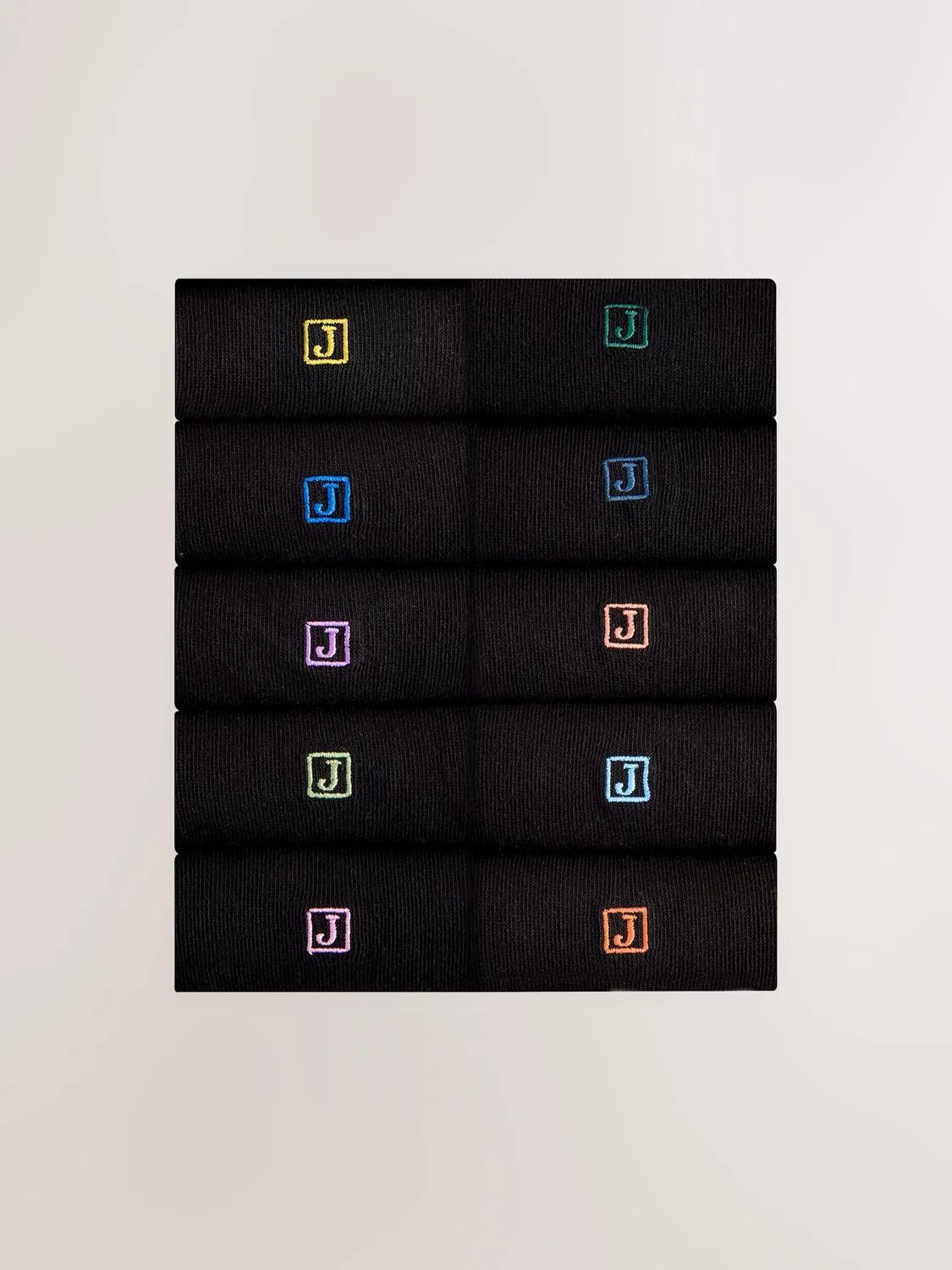 Носки с вышивкой инициалов, 10 пар Next, Initials Black