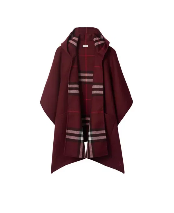 Женская накидка с капюшоном из кашемира Burberry, Oxblood Red — фото 3