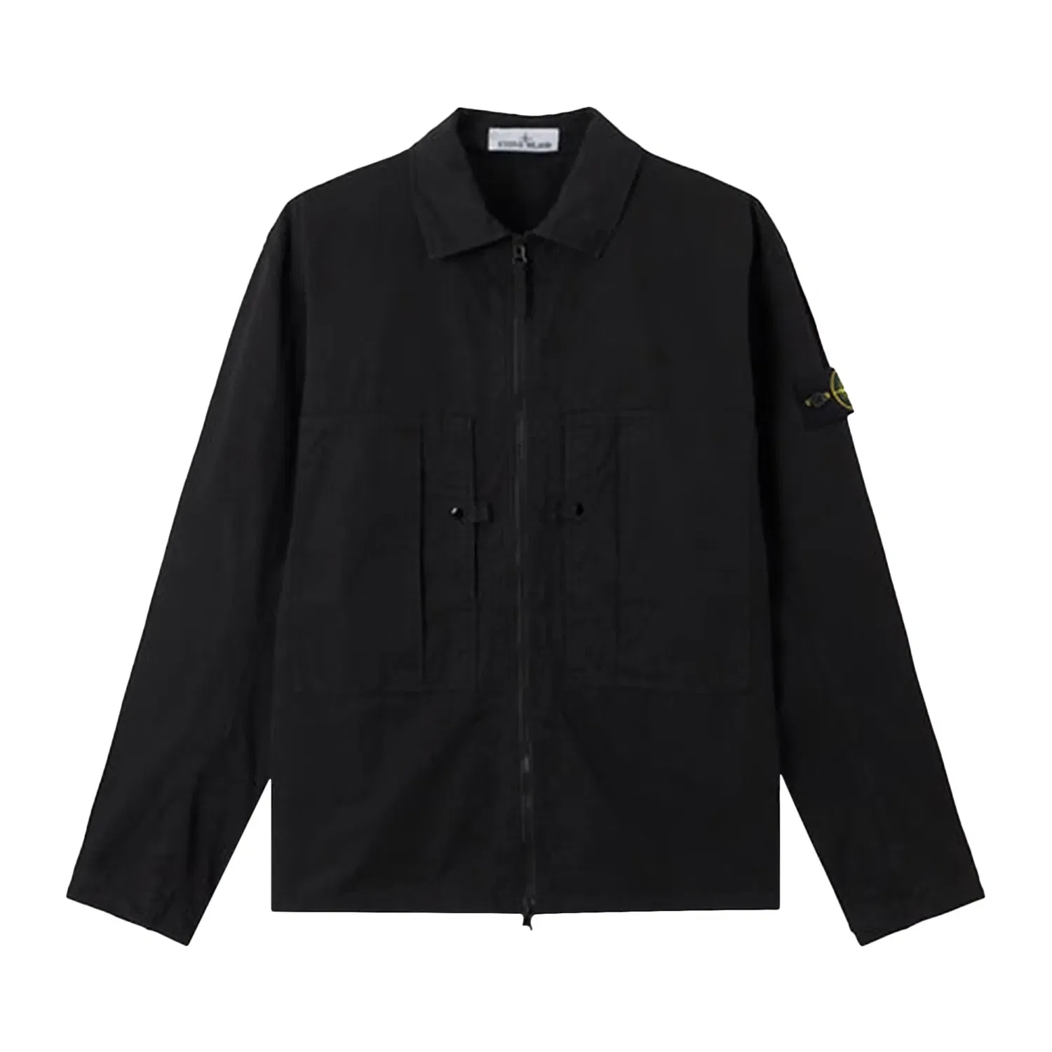 Рубашка-рубашка Stone Island из мерсеризованного органического хлопка рипстоп, черный