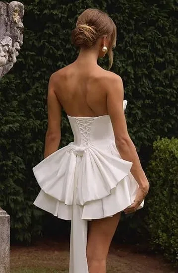 Женское коктейльное платье A-силуэта с бантом Satin, Dusty Pink — фото 3