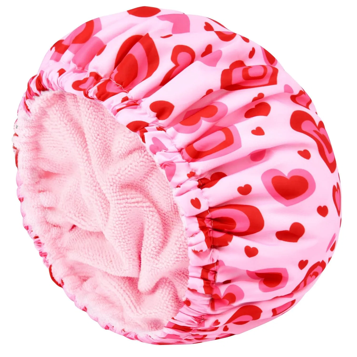 Шапочка для душа на подкладке из махровой ткани, Aileam, Pink Cute Hearts