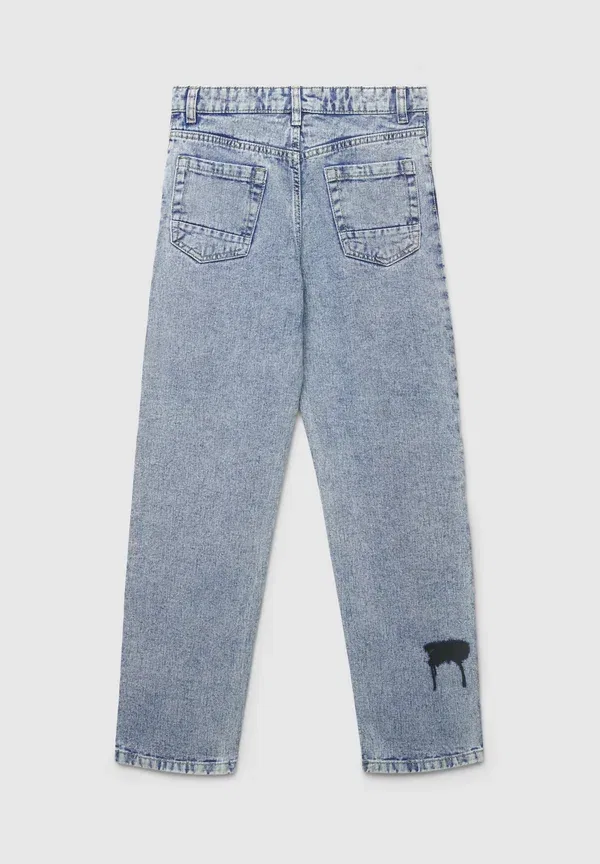 Брюки прямые из денима с принтом Lungo stampe Terranova Denim Chiaro, светло-голубой — фото 4